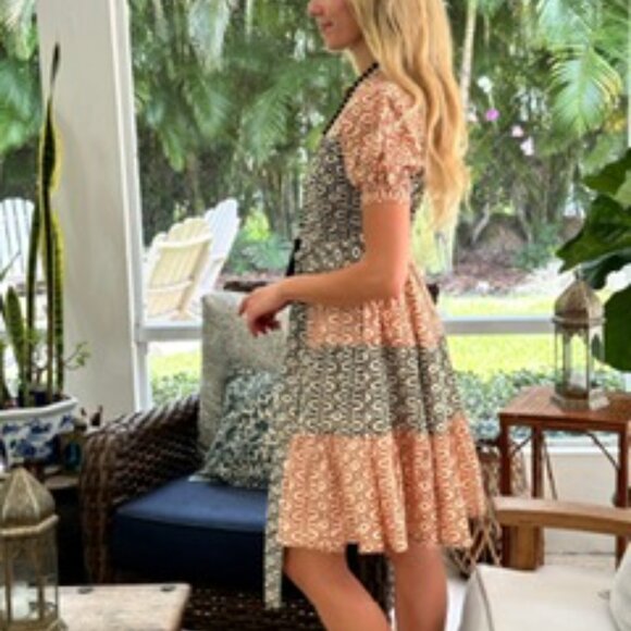 Just Darviny Ibiza Short Dress Chocolate/Cherry - Picture 3 of 6